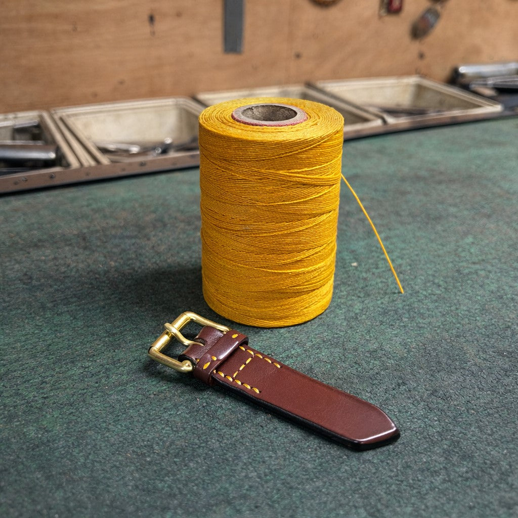 selvedge denim apron leather strap yellow stitch option