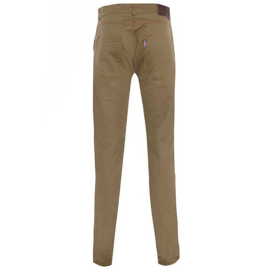 Cotton British made beige narrow leg chino jeans - triple stitched