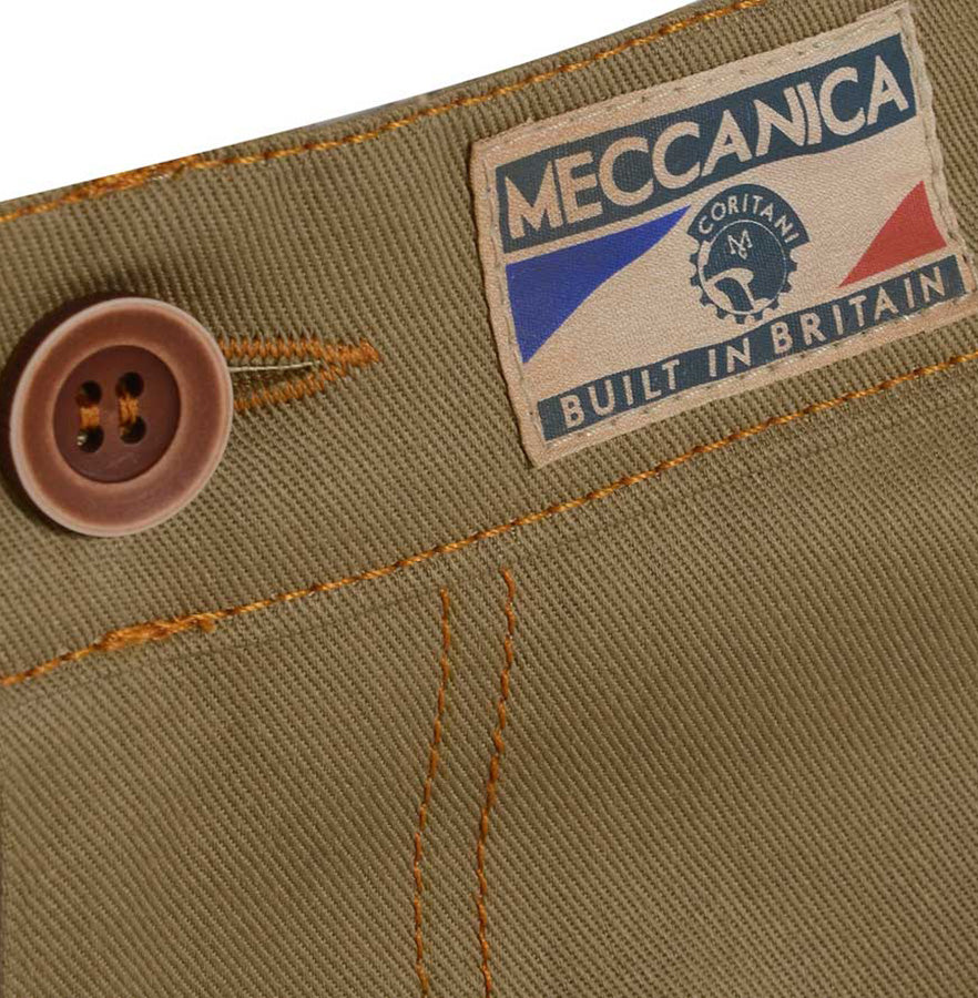 Detail front British made beige narrow leg chino jeans - triple stitched