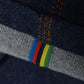 Meccanica hand made in UK triple stitched jeans raw denim narrow leg World Champion inner leg detail