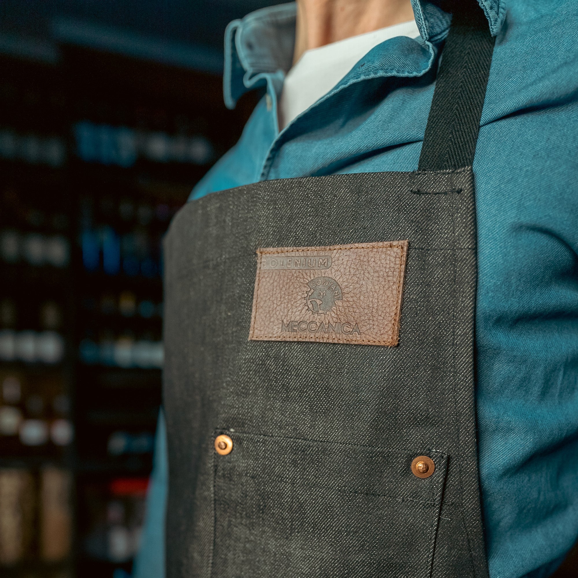 Selvedge Denim Apron - Adjustable Cotton Strap by Meccanica