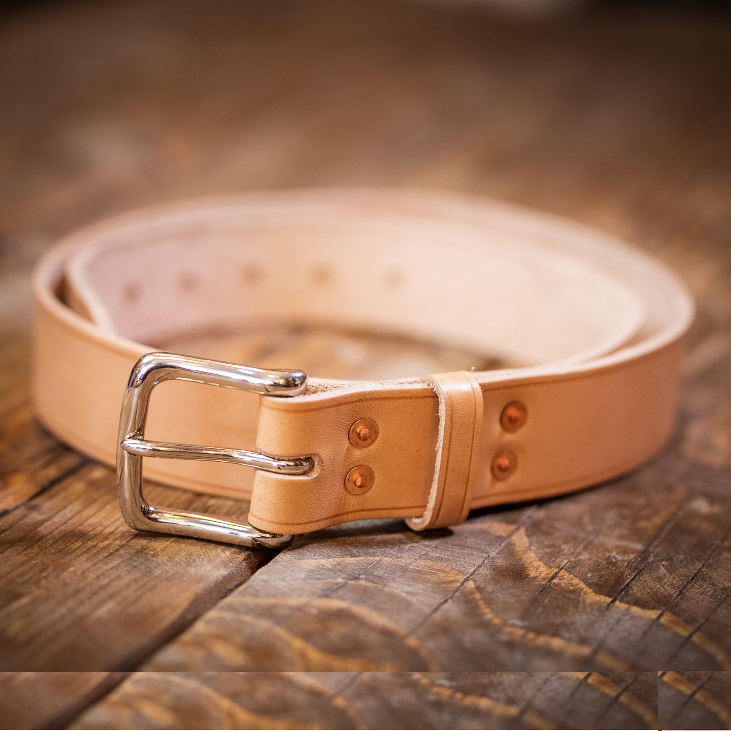 heavy duty natural leather belt nickel buckle