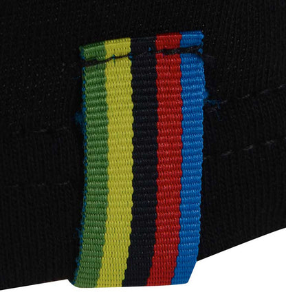 Men’s British-made black cotton logo T-shirt by Meccanica with world chaampionship tape detail