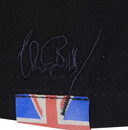 Men’s British-made black cotton logo T-shirt by Meccanica with  Union Flag Label