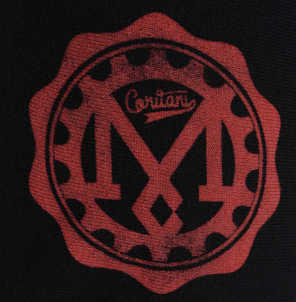 Men’s British-made black cotton logo T-shirt by Meccanica cog detail
