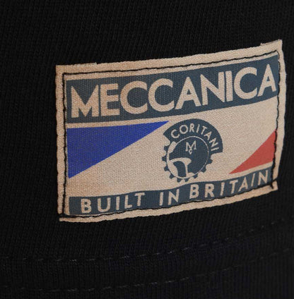 Men’s British-made black cotton logo T-shirt by Meccanica label detail