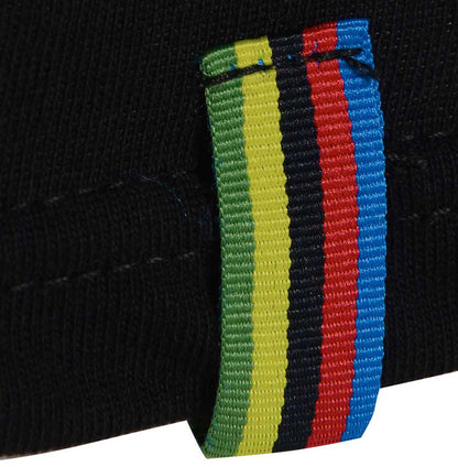 Men’s British-made black cotton Toolbox graphic T-shirt World Championship loop by Meccanica with vintage motorsport workshop print.