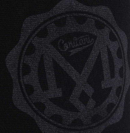 Men’s British-made black cotton Parts graphic T-shirt by Meccanica with vintage engineering-style screen print cog detail