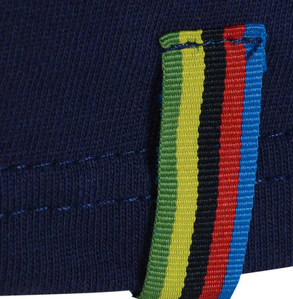 Men’s British-made navy blue cotton Fun graphic T-shirt by Meccanica with world championship loop detail