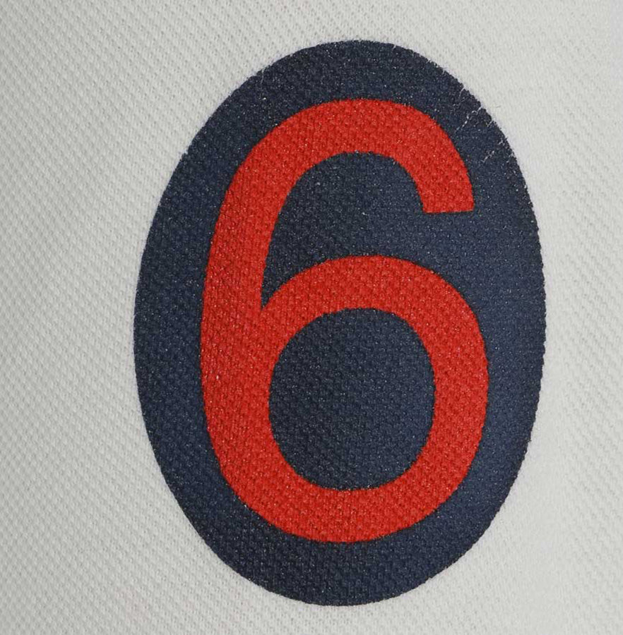 Meccanica Clothing number 6 screen print badge right sleeve white polo