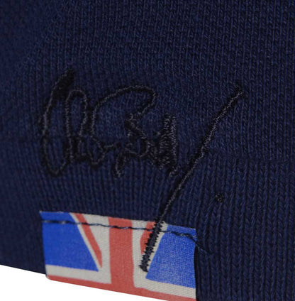 Meccanica-british-made-cotton polo-shirt-navy-blue-screen-printed union flag
