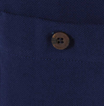 Men’s British-made cotton piqué zip neck polo shirt with Union Flag print, retro cycling styling and rear pocket by Meccanica. button detail