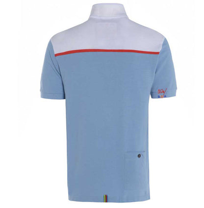 Meccanica britishmade cotton polo shirt skyblue white rear view
