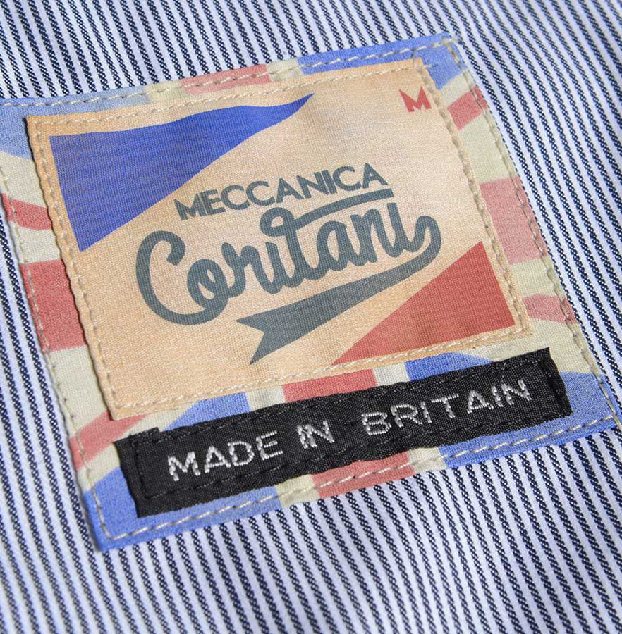 Meccanica raw denim blue straight leg jeans Made In Britain inner pocket detail