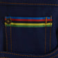 Brass stud detail Cotton British made blue narrow leg chino jeans & triple stitched