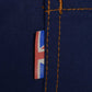 Union Flag detail Cotton British made blue narrow leg chino jeans - triple stitched