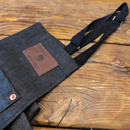 black selvedge denim apron adjustable cotton strap