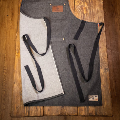 black selvedge denim apron cotton straps towel loop