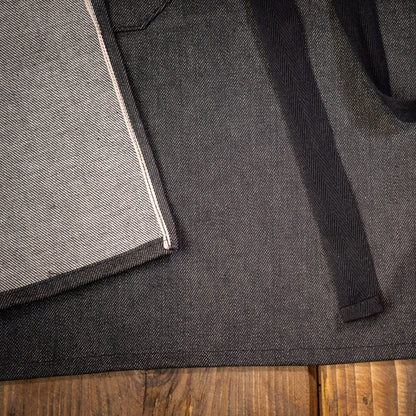 selvedge denim apron leather strap selvedge seam