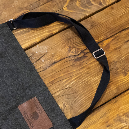 black selvedge denim apron adjustable cotton strap nickel buckles